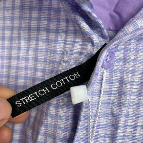 NEW Duchamp Men's 16.5 L Slim Fit Long Sleeve Shirt Checkered Pattern Stretch - Picture 6 of 9